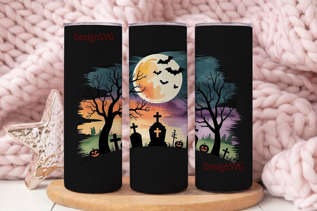 Halloween Graveyard 20oz Tumbler Wrap Sublimation DesignSVG 
