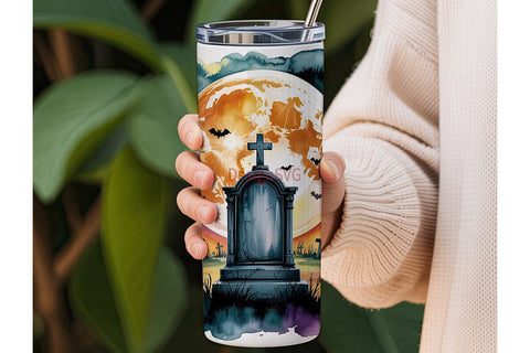 Halloween Graveyard 20oz Tumbler Wrap Sublimation DesignSVG 