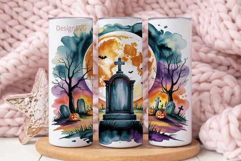 Halloween Graveyard 20oz Tumbler Wrap Sublimation DesignSVG 