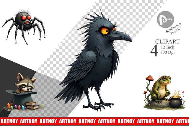 Halloween Grumpy Critters Clipart Sublimation artnoy 