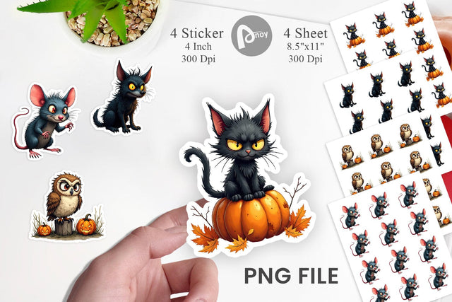 Halloween Grumpy Critters Sticker Sublimation artnoy 