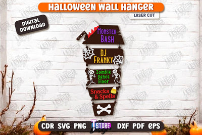 Halloween Hanger Sign Laser Cut | Seasonal Porch Décor | Halloween Wall Decoration | CNC File SVG The T Store Design 
