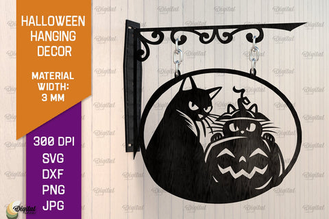 Halloween Hanging Decors Laser Cut Bundle. Spooky Halloween SVG Evgenyia Guschina 