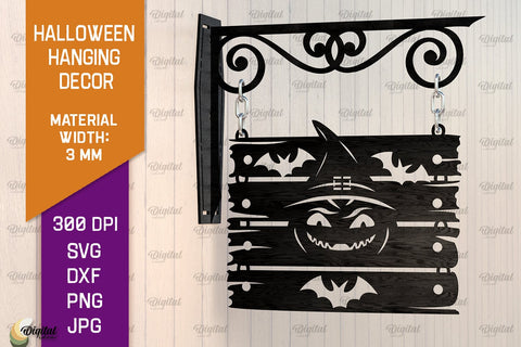 Halloween Hanging Decors Laser Cut Bundle. Spooky Halloween SVG Evgenyia Guschina 