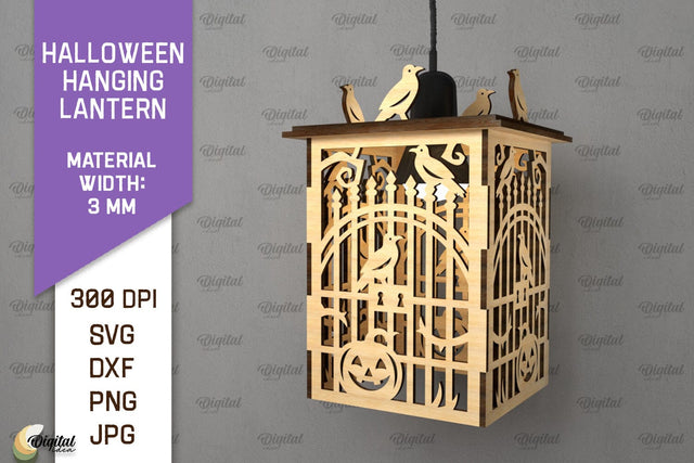 Halloween Hanging Lantern Laser Cut. Halloween Decor SVG SVG Evgenyia Guschina 