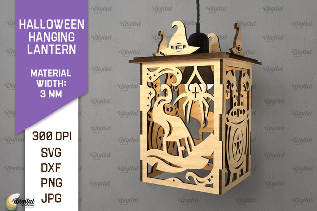Halloween Hanging Lantern Laser Cut. Halloween Decor SVG SVG Evgenyia Guschina 