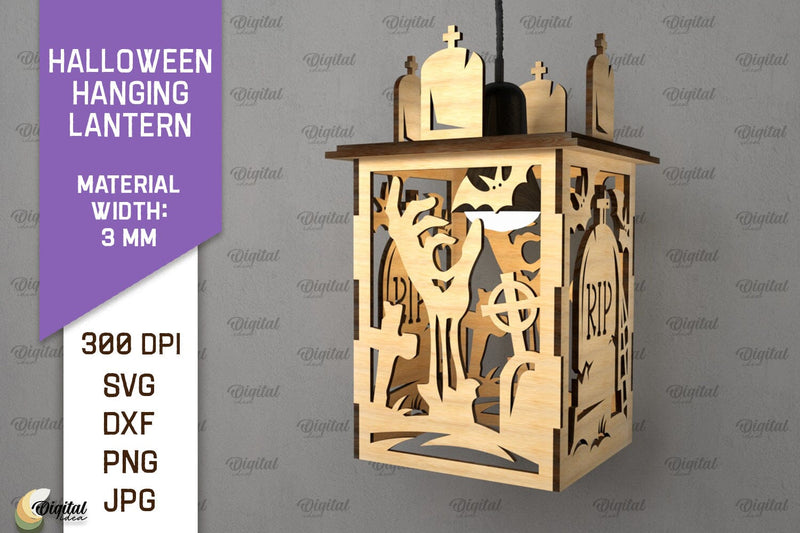 Halloween Hanging Lantern Laser Cut. Halloween Decor SVG SVG Evgenyia Guschina 
