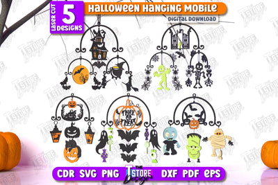 Halloween Hanging Mobile Laser Cut Bundle | Seasonal Home Décor Idea | Halloween Decoration | CNC Files SVG The T Store Design 