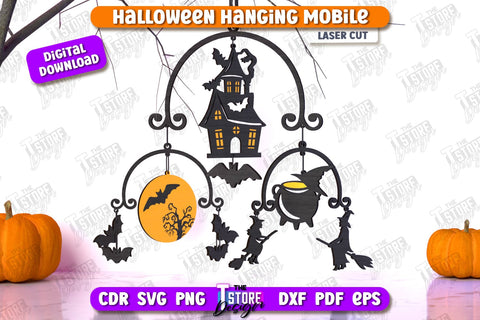 Halloween Hanging Mobile Laser Cut Bundle | Seasonal Home Décor Idea | Halloween Decoration | CNC Files SVG The T Store Design 