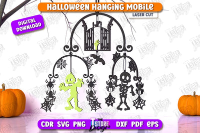 Halloween Hanging Mobile Laser Cut | Seasonal Home Décor Idea | Halloween Decoration | CNC File SVG The T Store Design 