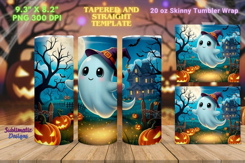 Halloween Happy Boo Tumbler Wrap | Halloween Tumbler Wrap for Sublimation Sublimation Sublimatiz Designs 
