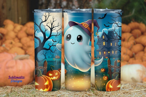 Halloween Happy Boo Tumbler Wrap | Halloween Tumbler Wrap for Sublimation Sublimation Sublimatiz Designs 