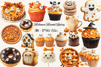 Halloween Haunted Bakery Clipart PNG Bundle. Sublimation SVGArt 