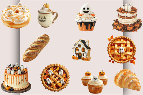 Halloween Haunted Bakery Clipart PNG Bundle. Sublimation SVGArt 