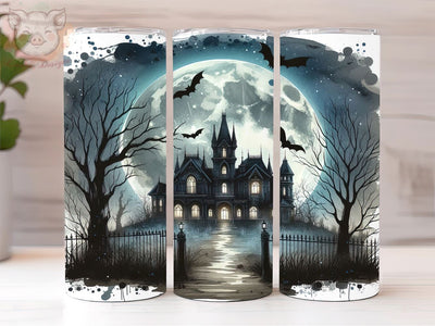 Halloween Haunted Castle 20oz Tumbler Png, Straight & Tapered Tumbler Png, Halloween Tumbler Png, Digital Download PNG Sublimation Lara' s Designs 