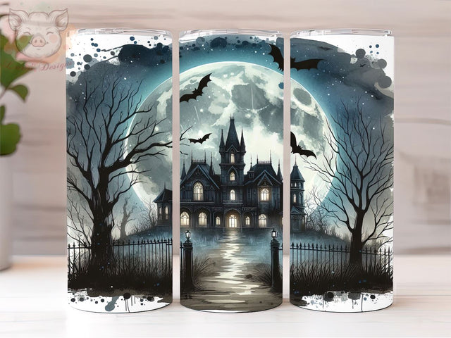 Halloween Haunted Castle 20oz Tumbler Png, Straight & Tapered Tumbler Png, Halloween Tumbler Png, Digital Download PNG Sublimation Lara' s Designs 
