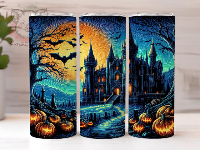Halloween Haunted House 20 oz Skinny Tumbler Sublimation Design, Straight & Tapered Tumbler Png, Spooky Halloween Tumbler Png, Digital Download PNG Sublimation Lara' s Designs 