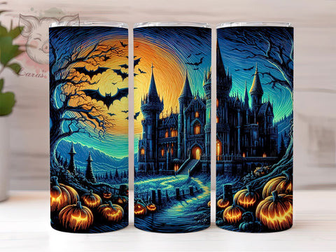Halloween Haunted House 20 oz Skinny Tumbler Sublimation Design, Straight & Tapered Tumbler Png, Spooky Halloween Tumbler Png, Digital Download PNG Sublimation Lara' s Designs 