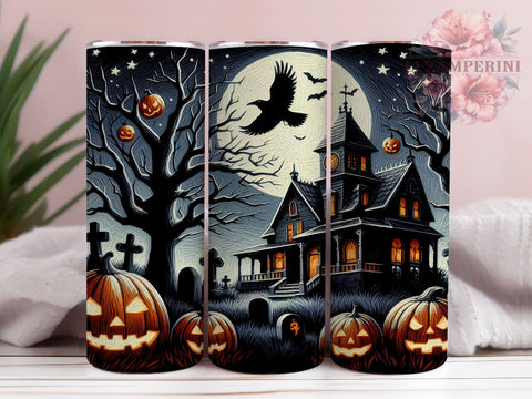 Halloween Haunted House 20oz Tumbler PNG, Halloween Spooky Tumbler Png, Straight & Tapered Tumbler Wrap, Instant Digital Download Sublimation Li Zamperini 