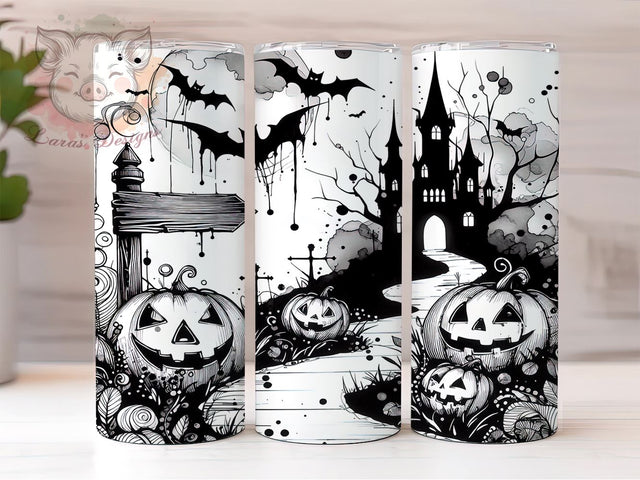 Halloween Haunted House 20oz Tumbler Png, Straight & Tapered Tumbler Png, Creepy House Tumbler Png, Digital Download PNG Sublimation Lara' s Designs 