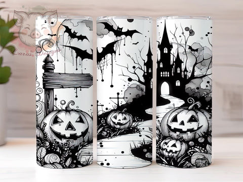 Halloween Haunted House 20oz Tumbler Png, Straight & Tapered Tumbler Png, Creepy House Tumbler Png, Digital Download PNG Sublimation Lara' s Designs 
