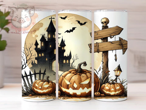 Halloween Haunted House 20oz Tumbler Png, Straight & Tapered Tumbler Png, Creepy House Tumbler Png, Digital Download PNG Sublimation Lara' s Designs 