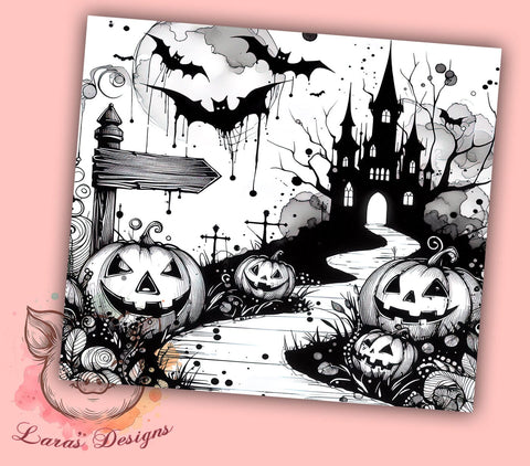 Halloween Haunted House 20oz Tumbler Png, Straight & Tapered Tumbler Png, Creepy House Tumbler Png, Digital Download PNG Sublimation Lara' s Designs 