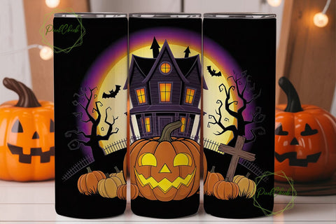 Halloween Haunted House 20oz Tumbler Sublimation PixelChick 