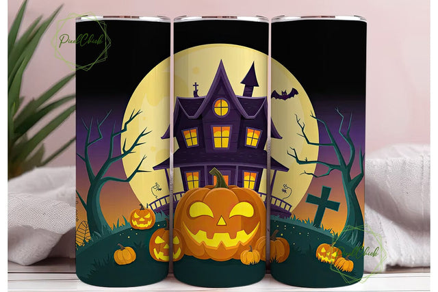 Halloween Haunted House 20oz Tumbler Sublimation PixelChick 