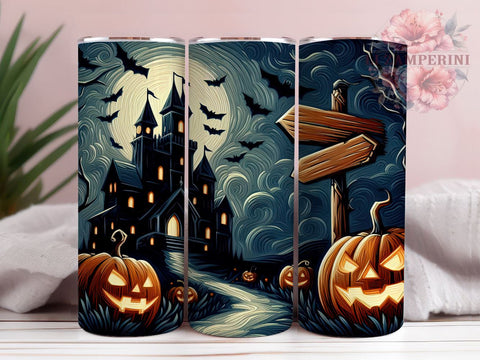 Halloween Haunted House 20oz Tumbler Wrap PNG, Creepy House Tumbler Png, Straight & Tapered Tumbler Wrap, Instant Digital Download Sublimation Li Zamperini 
