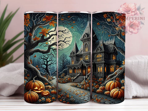 Halloween Haunted House 20oz Tumbler Wrap PNG, Creepy House Tumbler Png, Straight & Tapered Tumbler Wrap, Instant Digital Download Sublimation Li Zamperini 
