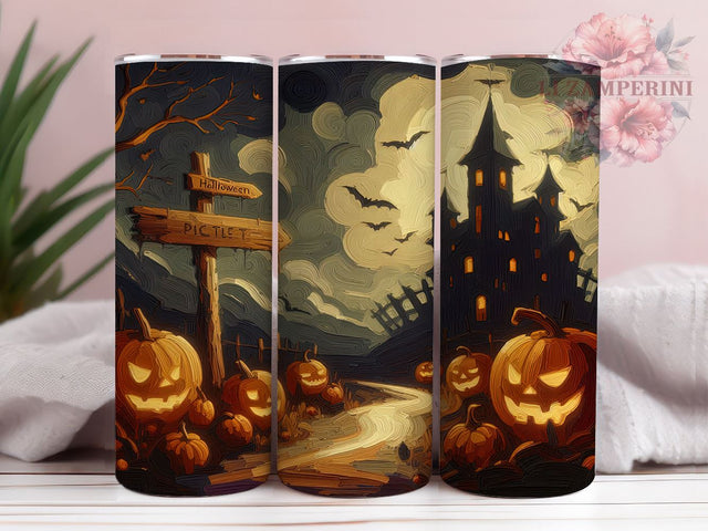 Halloween Haunted House 20oz Tumbler Wrap PNG, Creepy House Tumbler Png, Straight & Tapered Tumbler Wrap, Instant Digital Download Sublimation Li Zamperini 