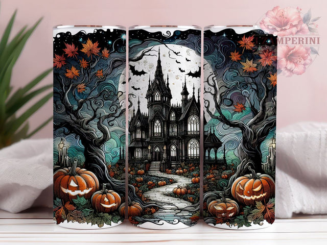 Halloween Haunted House 20oz Tumbler Wrap PNG, Creepy House Tumbler Png, Straight & Tapered Tumbler Wrap, Instant Digital Download Sublimation Li Zamperini 