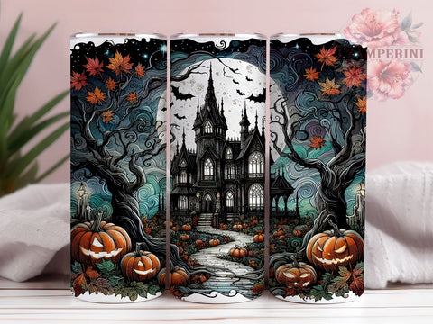 Halloween Haunted House 20oz Tumbler Wrap PNG, Creepy House Tumbler Png, Straight & Tapered Tumbler Wrap, Instant Digital Download Sublimation Li Zamperini 