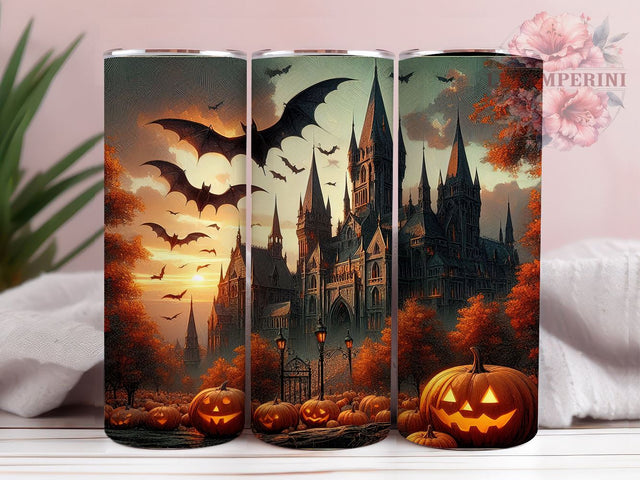 Halloween Haunted House 20oz Tumbler Wrap PNG, Spooky Halloween Tumbler PNG Sublimation Design, Straight & Tapered Tumbler Wrap, Instant Digital Download Sublimation Li Zamperini 