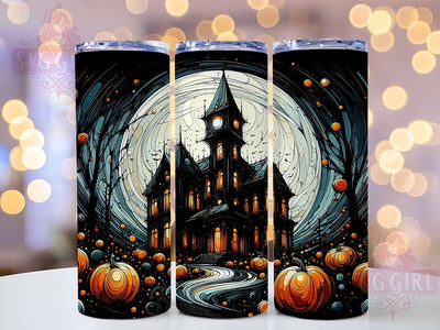Halloween Haunted House 20oz Tumbler Wrap Sublimation Design, Straight Tapered Tumbler Wrap, Spooky Fall Tumbler Png, Instant Digital Download Sublimation SvggirlplusArt 