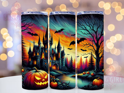 Halloween Haunted House 20oz Tumbler Wrap Sublimation Design, Straight Tapered Tumbler Wrap, Spooky Halloween Tumbler Png, Instant Digital Download Sublimation SvggirlplusArt 