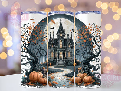 Halloween Haunted House 20oz Tumbler Wrap Sublimation Design, Straight Tapered Tumbler Wrap, Spooky Halloween Tumbler Png, Instant Digital Download Sublimation SvggirlplusArt 
