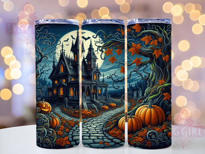 Halloween Haunted House 20oz Tumbler Wrap Sublimation Design, Straight Tapered Tumbler Wrap, Spooky Halloween Tumbler Png, Instant Digital Download Sublimation SvggirlplusArt 