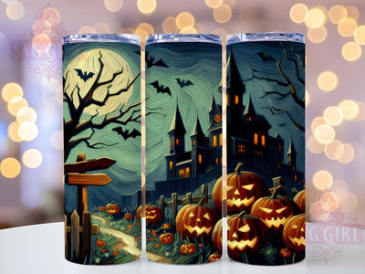 Halloween Haunted House 20oz Tumbler Wrap Sublimation Design, Straight Tapered Tumbler Wrap, Spooky Halloween Tumbler Png, Instant Digital Download Sublimation SvggirlplusArt 