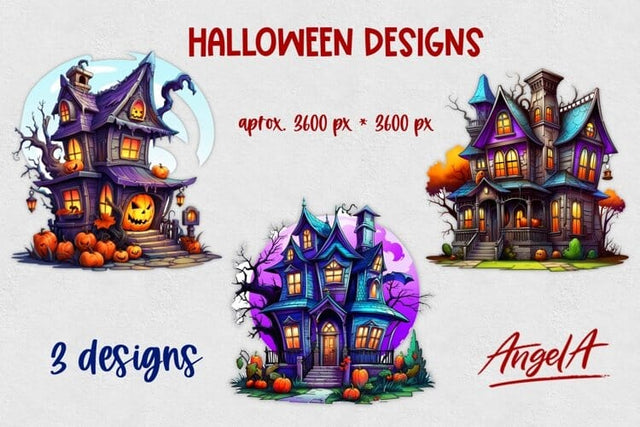 halloween haunted house clipart, halloween sublimation PNG Sublimation Angelina Semenova 