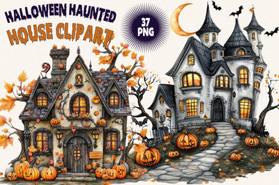 Halloween Haunted House Clipart Sublimation SVGArt 