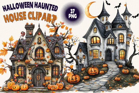 Halloween Haunted House Clipart Sublimation SVGArt 