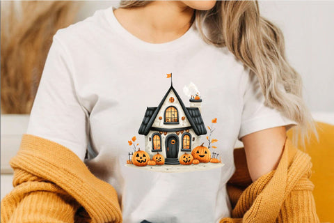 Halloween Haunted House, Haunted House Clipart, Spooky House PNG Sublimation SVGArt 