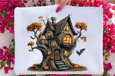 Halloween Haunted House, Haunted House Clipart, Spooky House PNG Sublimation SVGArt 