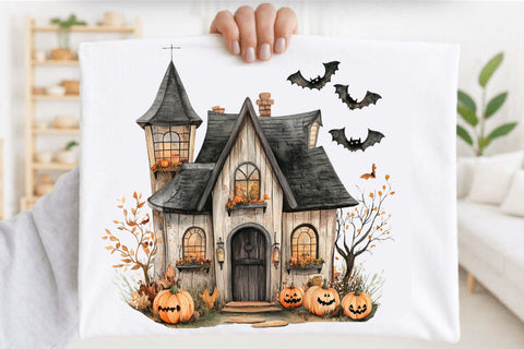 Halloween Haunted House, Haunted House Clipart, Spooky House PNG Sublimation SVGArt 