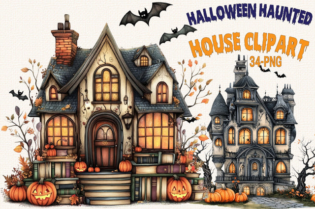 Halloween Haunted House, Haunted House Clipart, Spooky House PNG Sublimation SVGArt 