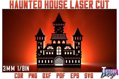 Halloween Haunted House Laser Cut Bundle | Halloween Design | Shadow Scene | CNC Files SVG The T Store Design 