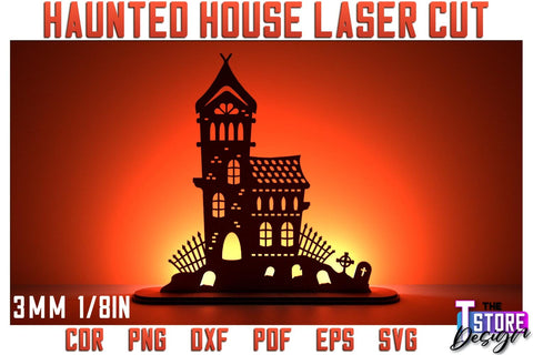 Halloween Haunted House Laser Cut Bundle | Halloween Design | Shadow Scene | CNC Files SVG The T Store Design 