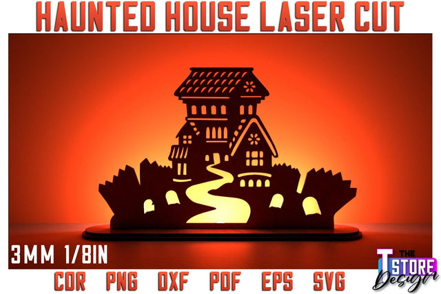 Halloween Haunted House Laser Cut | Halloween Design | Shadow Scene | CNC File SVG The T Store Design 